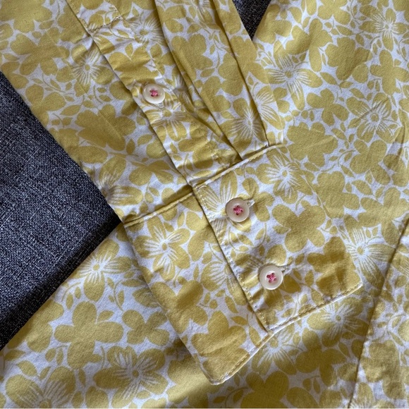 Boden yellow floral button down shirt EUC - Picture 5 of 11